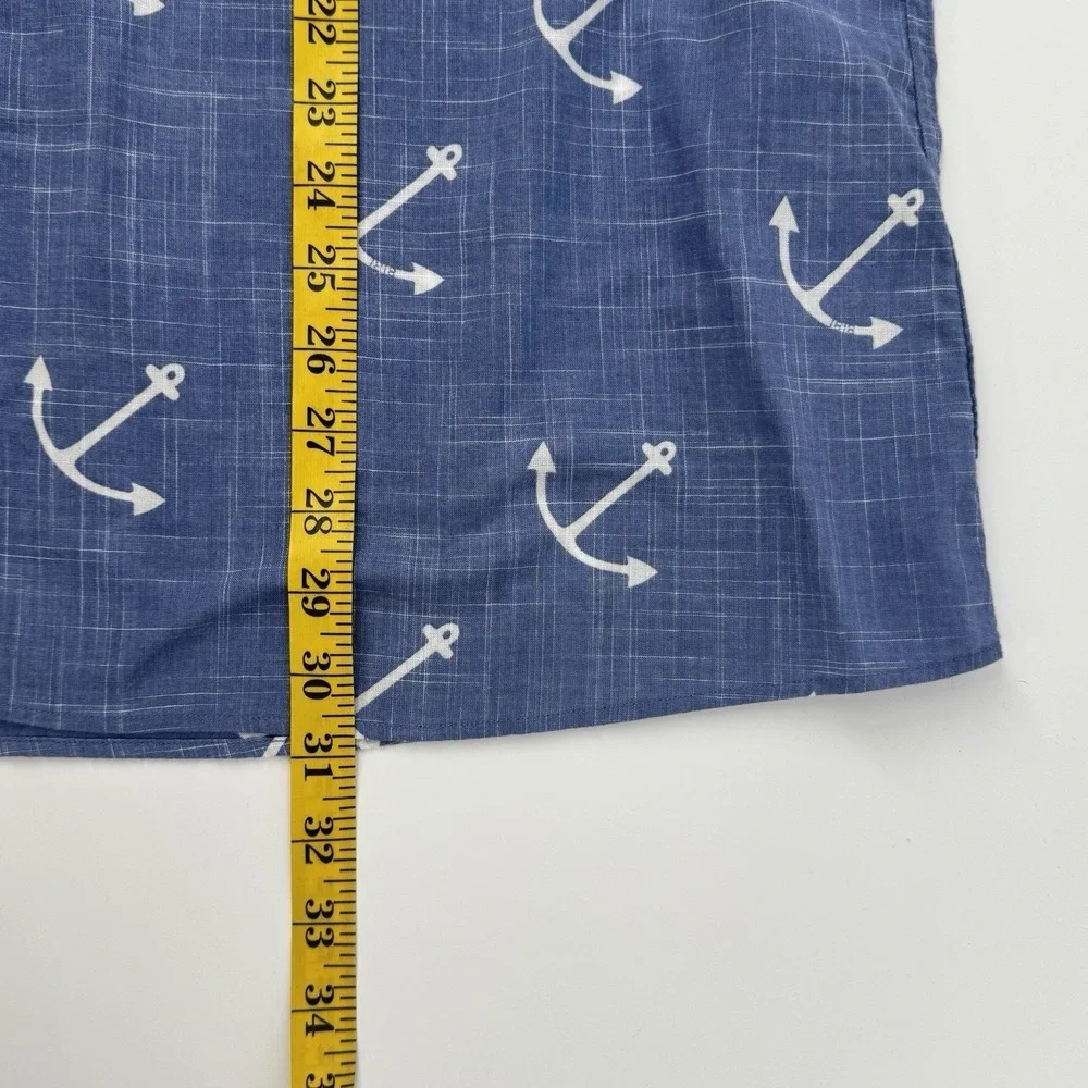 Brooks Brothers Anchor Print Shirt XXL Regent Fit‎ Blue Nautical Button Front